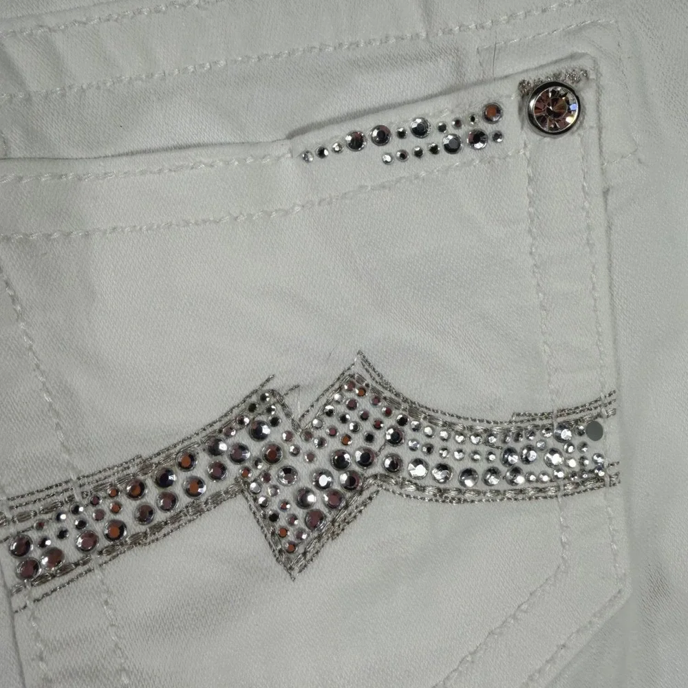 Miss Me Womens White Bootcut Jeans Rhinestone Embellished Y2K Denim Size 29